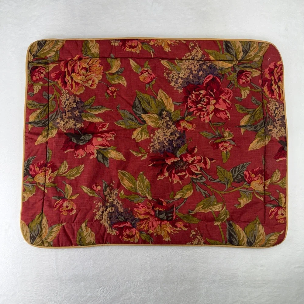 Croscill Pillow Sham Floral Traditional Piped Edge Red Burgundy Gold Tan